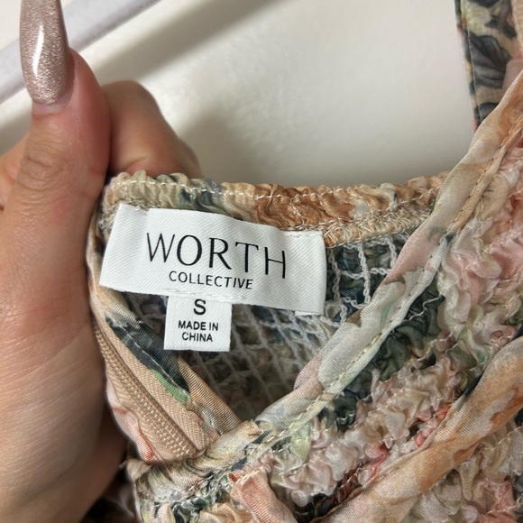 Worth Collective Harlow Maxi Dress in Champagne Floral Size Small Corset Smocked - Picture 10 of 14